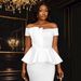 Elegant Strapless Ruffle Hem Dress - White Bridesmaid Wedding Party Cocktail Formal Gown_ecoleips.com