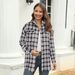 K Women's Long Sleeved New Plaid Button Up Shirt Top Jacket_ecoleips.com