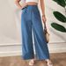 Women's High Waist Slimming Wide Leg Pants Solid Color Spring Summer Fashion Polyester Capri Pants_ecoleips.com