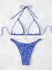 Halterneck Floral Pattern Triangle Cup Split Bikini Summer Cool Swimwear Comfortable_ecoleips.com