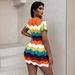 Women's Clothing New Contrast Color Polo Collar Knitted Hip Fashion Sweater Slim Dress_ecoleips.com