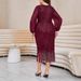 Plus Size Sequin Fringe Evening Dress – Vintage Glam Mermaid Gown For Bridesmaid, Party & Night Out (0XL-4XL, Wine Red/Blue)_ecoleips.com