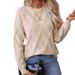 Women's Clothing Women's Knit Sweater Fall Winter Fashion Loose Fit Round Neck Pullover Cable Knit Pattern Acrylic Soft Comfortable Casual Elegant_ecoleips.com