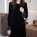 Elegant Luxurious Velvet And Mesh Patchwork Slim-Fit Long-Sleeve Shirt For Women, Fall 2025, High-End Fashionable Blouse_ecoleips.com