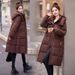 Trendy Winter Long Puffer Coat For Women – Knee-Length Quilted Jacket, Thickened Hooded Parka, Elegant & Warm Casual Outerwear_ecoleips.com