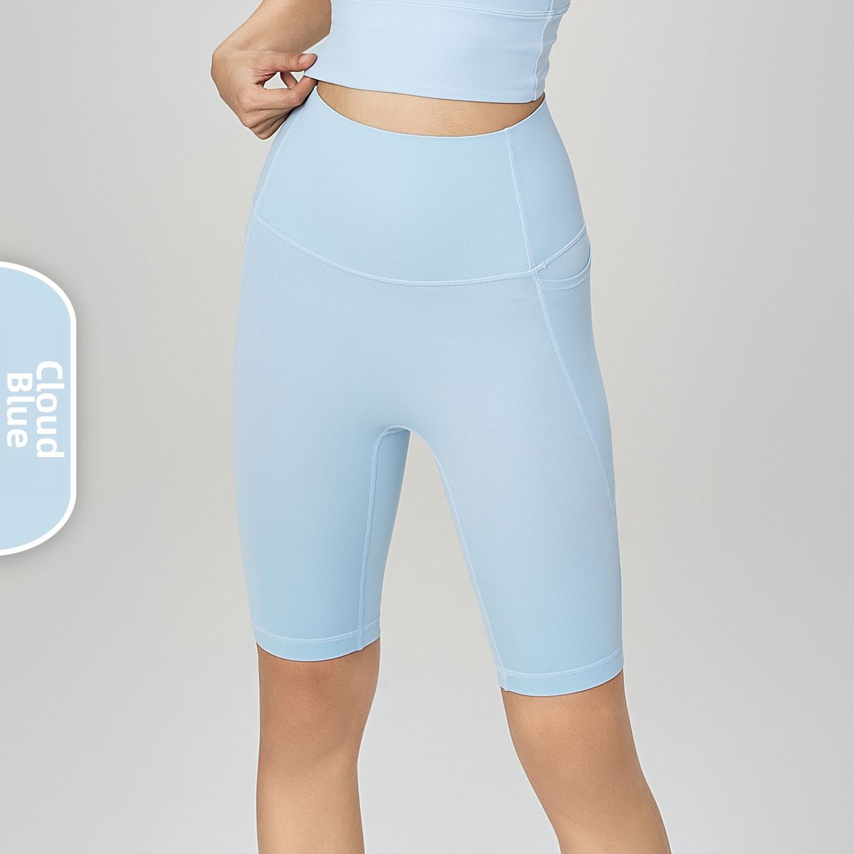 Women's Clothing High-Waisted Mini Shorts Yoga Sports Fitness Running Peach Hip Pockets No Awkward Lines Polyester_ecoleips.com