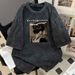Women's Clothing Retro Washed Heavy Cotton Oversize Tops For Women American High Street Washed Distressed Starry Sky Short Sleeved T Shirt_ecoleips.com