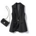 Back-slit Beige Blazer Women, New Spring/autumn Korean Style Design, Sleeveless Outerwear Vest For Petite Women_ecoleips.com