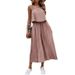 Women's Clothing Solid Color Pleated Tank Top Wide Leg Pants Casual Set_ecoleips.com