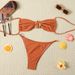 Adjustable Strappy Coral Solid Color Bikini Set High-Waisted Bottom Triangle Top Swimwear for Women Summer Beach Vacation Essentials_ecoleips.com