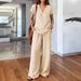 2026 European American Cross-border New Solid Color Summer Fashion V-neck Short-sleeve T-shirt And Wide-leg Pants_ecoleips.com