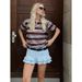 Cross-border Women's Clothing Manufacturer Wholesale 2025 New Fashion Striped Short-sleeve T-shirt Top + Low-waist_ecoleips.com