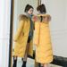Women's Long Padded Coat Winter Warm Trench Jacket With Faux Fur Collar, Slim Fit, Plus Size Options_ecoleips.com