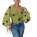 New Women's Chic French Polka Dot Top Half Open Collar Loose Fit Long Sleeve Stylish Niche Style_ecoleips.com