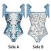 Women's Lace-Up Floral One-Piece Swimsuit With Detachable Umbrella Skirt_ecoleips.com
