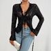 Women's Clothing Spring And Summer Sexy Slim Long Sleeved Lace Tops_ecoleips.com