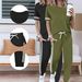 Women's Spring Summer Two Piece Set Round Neck Short Sleeve High Waisted Pants Side Pocket Casual Comfortable Outfit_ecoleips.com