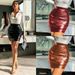 PU Leather Pleated Midi With Zipper High Waist Bodycon Skirt For Women Ins Style_ecoleips.com