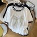 Women's Clothing Design Beaded Round Neck T Shirt Top Ice Silk Knit Sweater_ecoleips.com