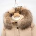 Women's Short Puffer Jacket With Fox Fur Hood - Thickened Loose Fit Winter Coat, Duck Down Filling, Nylon Shell, Black & Khaki_ecoleips.com