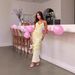 Slim-Fit Blue Halter Maxi Dress With Slit, Sexy Bodycon Long Evening Gown For Women Versatile Solid Color_ecoleips.com