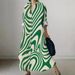 Women's Clothing Design V Neck Long Sleeve Black White Gray A Line Dress European And American Large Size_ecoleips.com