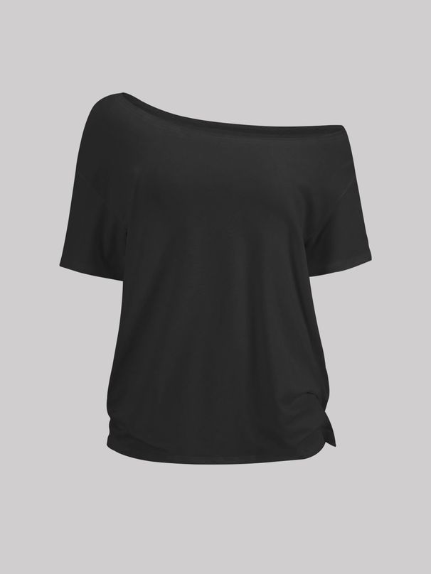 New Women's Clothing Design Top Loose Slanted Shoulder Top Off-shoulder T-shirt_ecoleips.com