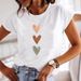 European And American Cross-border Foreign Trade Women's Clothing, Simple Heart-printed Round-neck Short-sleeve T-shirt_ecoleips.com
