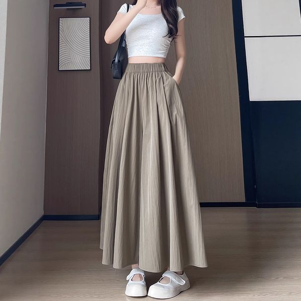 Japanese And Korean Casual Lazy Style High Waist Wide Leg Yamamoto Pants Skirt Women's 2025 Summer New Ice Silk Quick Drying Long Pants_ecoleips.com