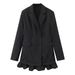 Striped Double-Breasted Blazer – Asymmetric Peplum Hem Tailored Jacket With Kinetic Hem_ecoleips.com