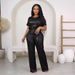 Women's Sequined Solid Color Two Piece Set Short Sleeved Trousers International Station Spring Summer New_ecoleips.com