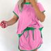 Summer Loose Sports Style Casual Fashion Color Matching Short Sleeve Skirt Suit_ecoleips.com