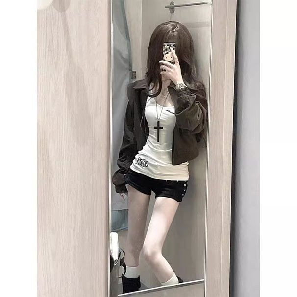 White Mid-length Slim-fit Camisole Women, Suitable For Spring, Autumn, And Winter, Can Be Worn An Inner Layer Or As_ecoleips.com