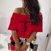 Women's Plus Size Casual Fashion Two Piece Set Letter Print Off-Shoulder Top With Skirt England Style Spring/Autumn Polyester_ecoleips.com