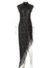 Hugcitar Ruffles Floral Print Turtleneck Sleeveless Patchwork Lace Slim Maxi Dress Irregular Women Outfit Party Club Festival_ecoleips.com