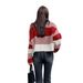 girl Christmas Mohair Autumn Winter Off-Shoulder Lazy Style Striped Thick Knit Date Sweater_ecoleips.com