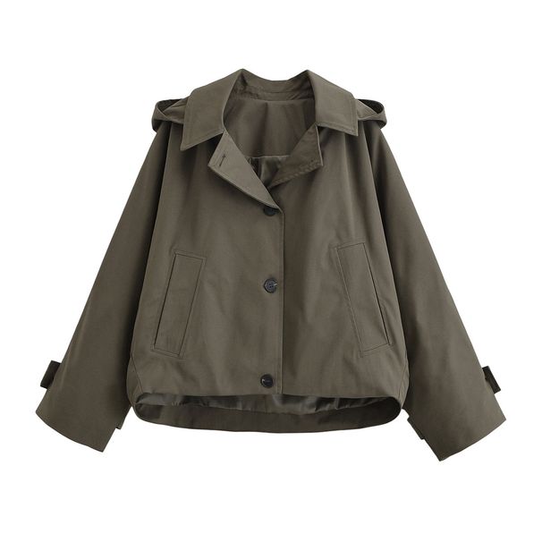 Unisex Hooded Trench Coat – Lightweight Windbreaker With Adjustable Drawstrings_ecoleips.com