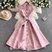 Women's Luxury High-End Jacquard Dress European American Style Round Neck Sleeveless Autumn Button Down Slimming Evening Gown_ecoleips.com