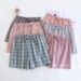 Women's Summer Thin Cotton Soft Sweat Absorbing Plaid Design Multi Colors Home Shorts Comfortable Casual Beach Pants_ecoleips.com