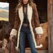 Women's Western Retro Trench Coat Plush Fashionable Warm Outerwear Cowboy Style_ecoleips.com