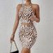 Sexy For Women Summer New Fashion Halter Neck Strap Bodycon Slimming Skirt Two-Piece Set Trendy_ecoleips.com