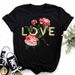Fashionable And Trendy Heart-print Loose-fitting Casual Women's Short-sleeve T-shirt_ecoleips.com