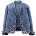 Sring And Autumn New Denim For Women, Short Versatile Retro Chinese Style Embroidered Stretch Slim Fit Jacket Trendy_ecoleips.com