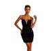 Cross-Border European And American Style New Sexy Strap Evening Shiny Patchwork See-Through Slim Fit Slit Banquet Tube_ecoleips.com