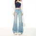 Early Spring Style Loose-fitting, Non-tight-fitting Light-colored Women's Jeans With A Slight Flare, High-waisted,_ecoleips.com