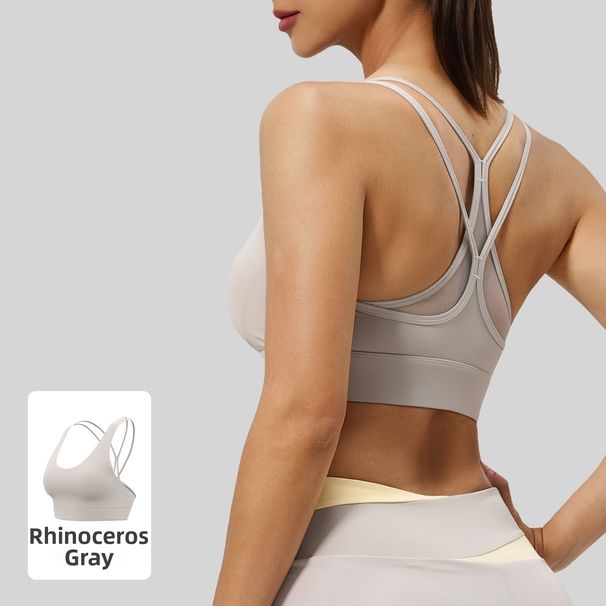 Juyitang Women's High Strength Sports Bra Mesh Back Shockproof Yoga Fitness Underwear Beautiful Top_ecoleips.com