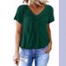 Personalized V Neck Raglan Sleeve T-Shirt Gathered Casual Everyday Home Top For Women New Style_ecoleips.com