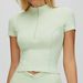 Zechuang Women's Yoga Sports Top Naked Feel Stand Collar Zipper Tight Fitting Short Sleeve Outdoor Running Fitness 4514_ecoleips.com