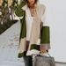 Women's Clothing Autumn And Winter Sweater Large Size Loose Geometric Colorblocking Sweater Cardigan_ecoleips.com