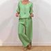 Women's Clothing Casual V Neck Pullover Half Sleeve Plus Pants Multicolor Women's Two Piece Suit_ecoleips.com